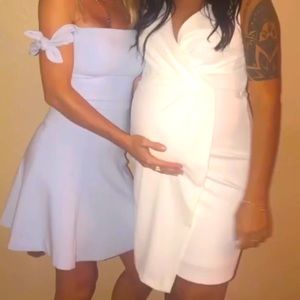 FRENCH CONNECTION + PERIWINKLE OFF SHOULDER DRESS